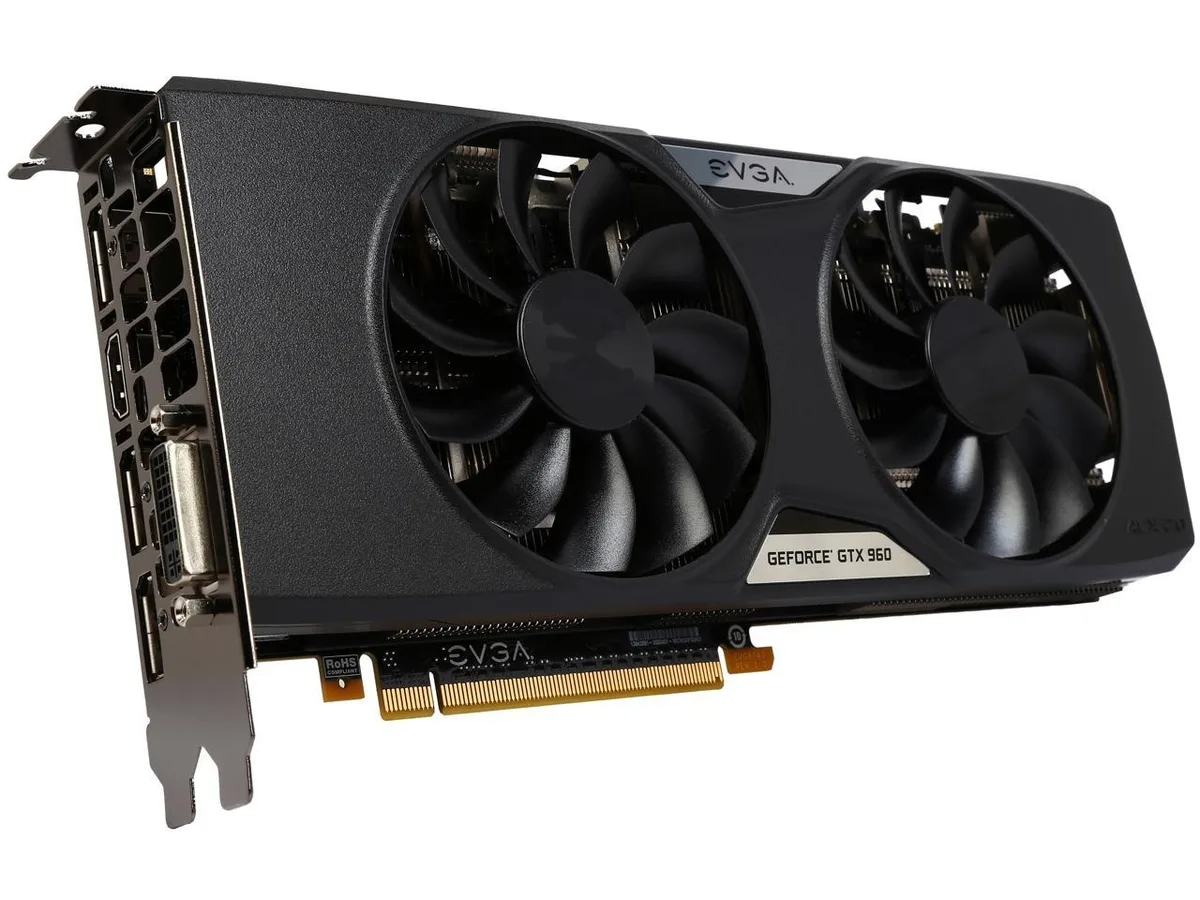 EVGA GeForce GTX 960 FTW ACX 2.0+ dual-fan graphics card with metal backplate