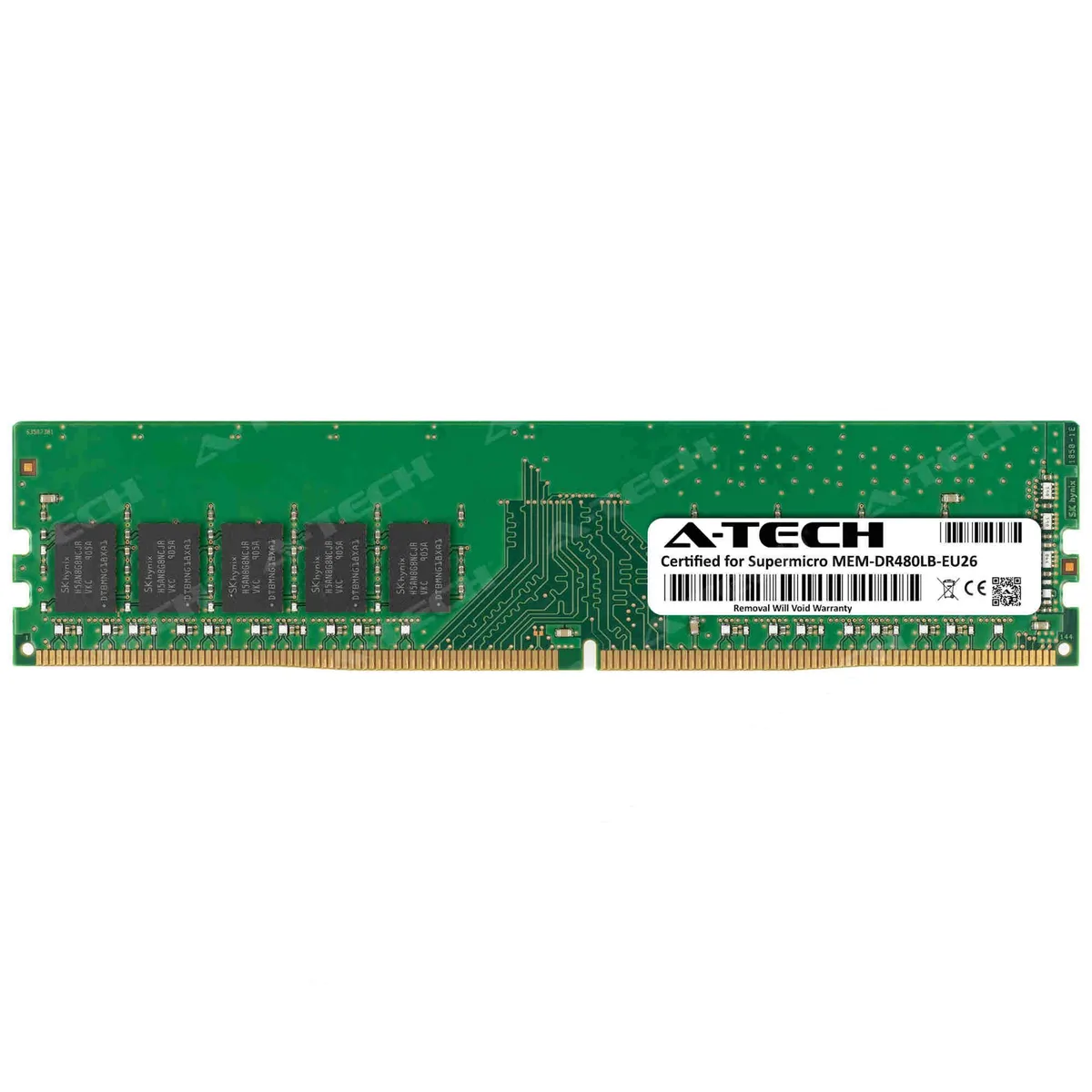 Green 288-pin DDR4 UDIMM module with black chips, 8GB capacity