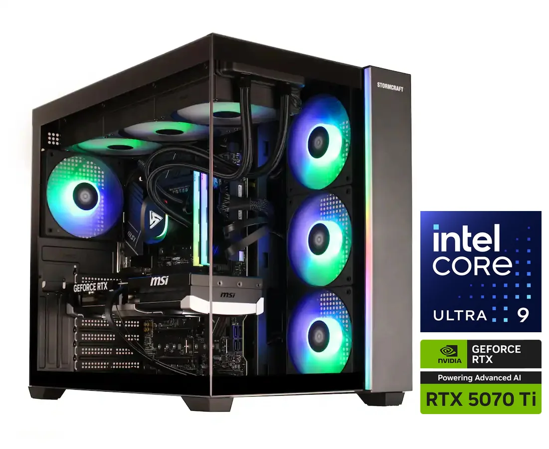 STORMCRAFT STORMCRAFT FA28500CC-57TN1 gaming PC Core Ultra 9 285 RTX 5070 Ti 32GB DDR5 2TB NVMe — produktfoto