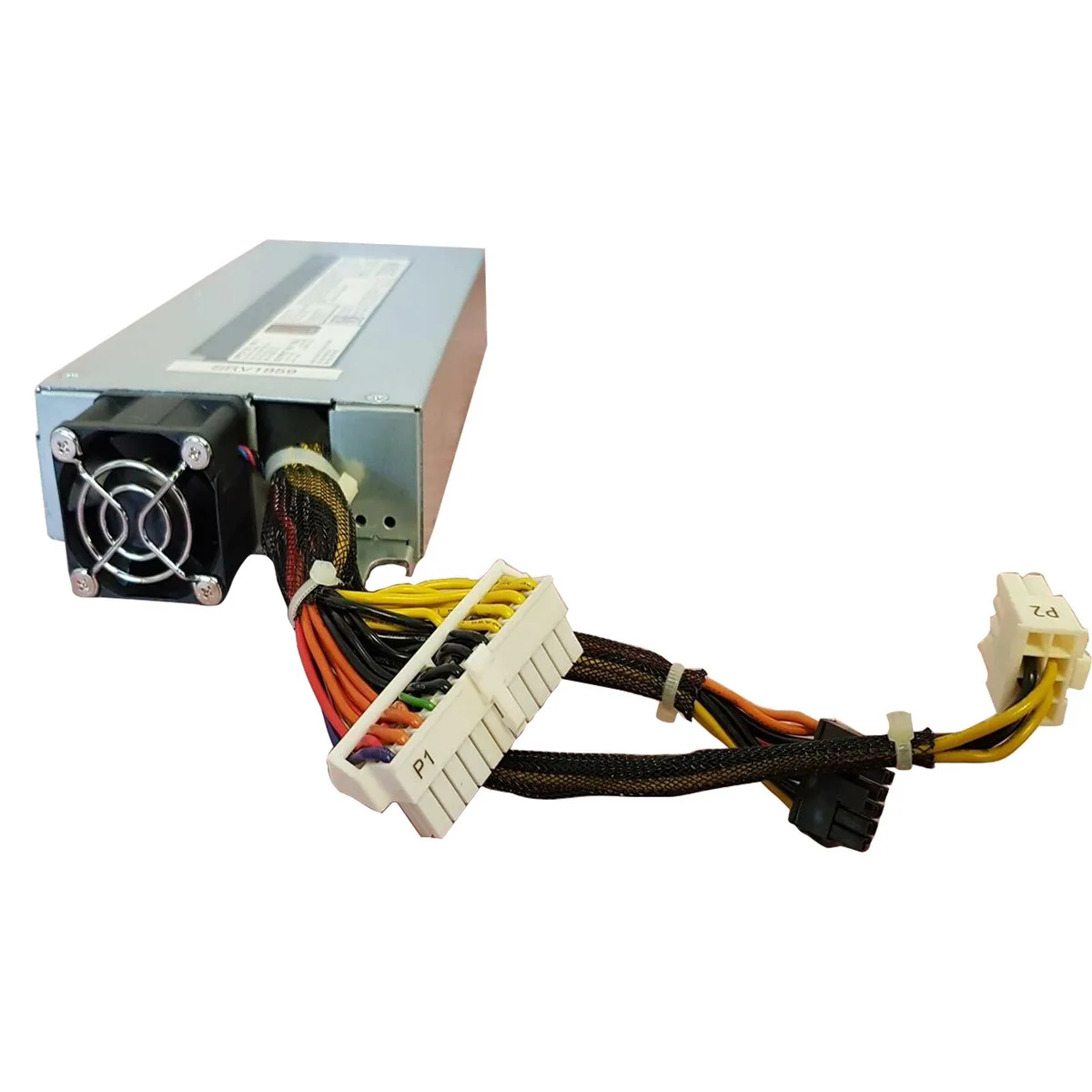 Silver rectangular ATX power supply unit with ventilation grille and label showing 350W