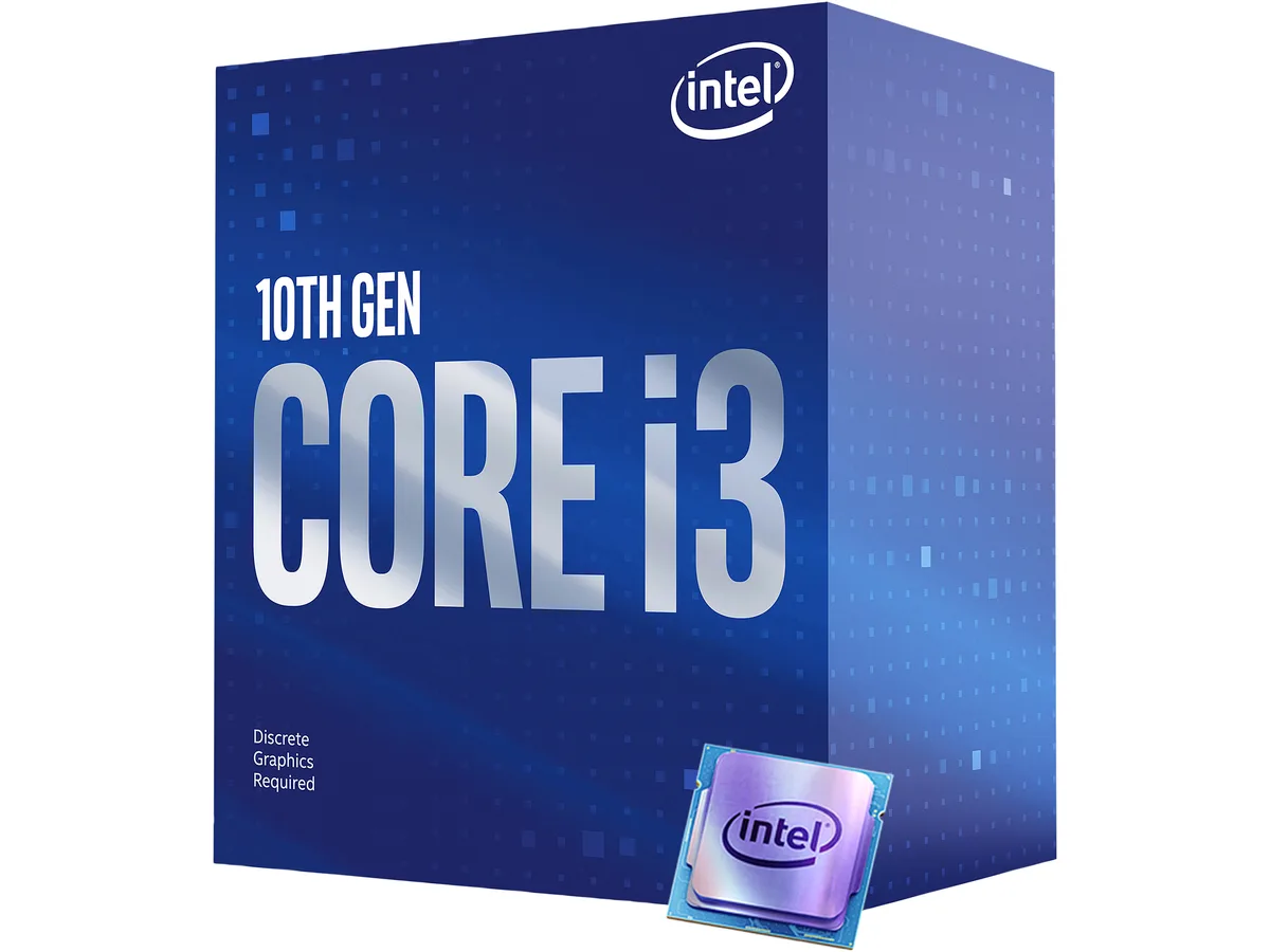 Intel Core i3-10100F desktop processor in retail box with included heatsink and fan