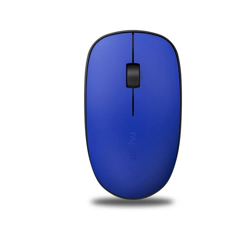 Blue wireless gaming mouse with frosted finish and symmetrical shape