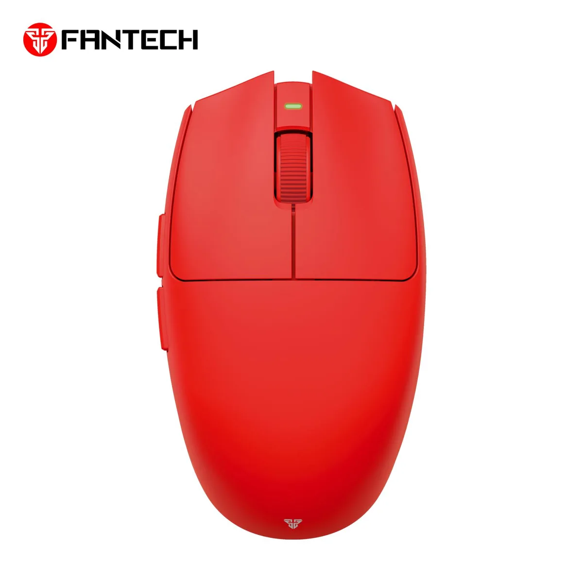 Red lightweight gaming mouse with symmetrical shape and matte finish