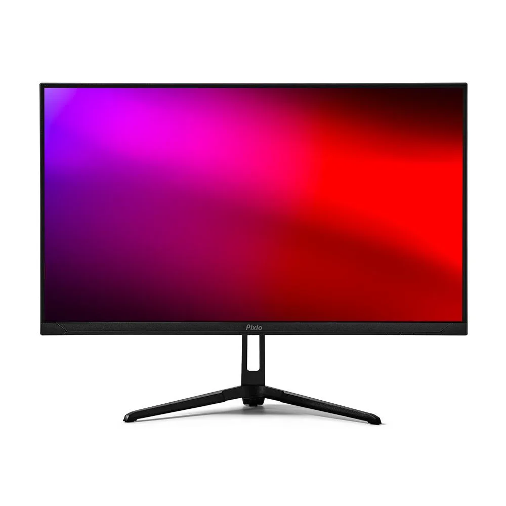 Flat black 23.8 inch IPS monitor with three sided frameless bezel and matte finish
