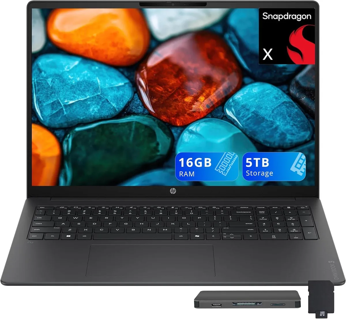 HP HP OmniBook 3 16" 2K Business Laptop Snapdragon X X1-26-100 16GB DDR5 4TB SSD AMD Radeon 740M Iron Gray — 商品照片