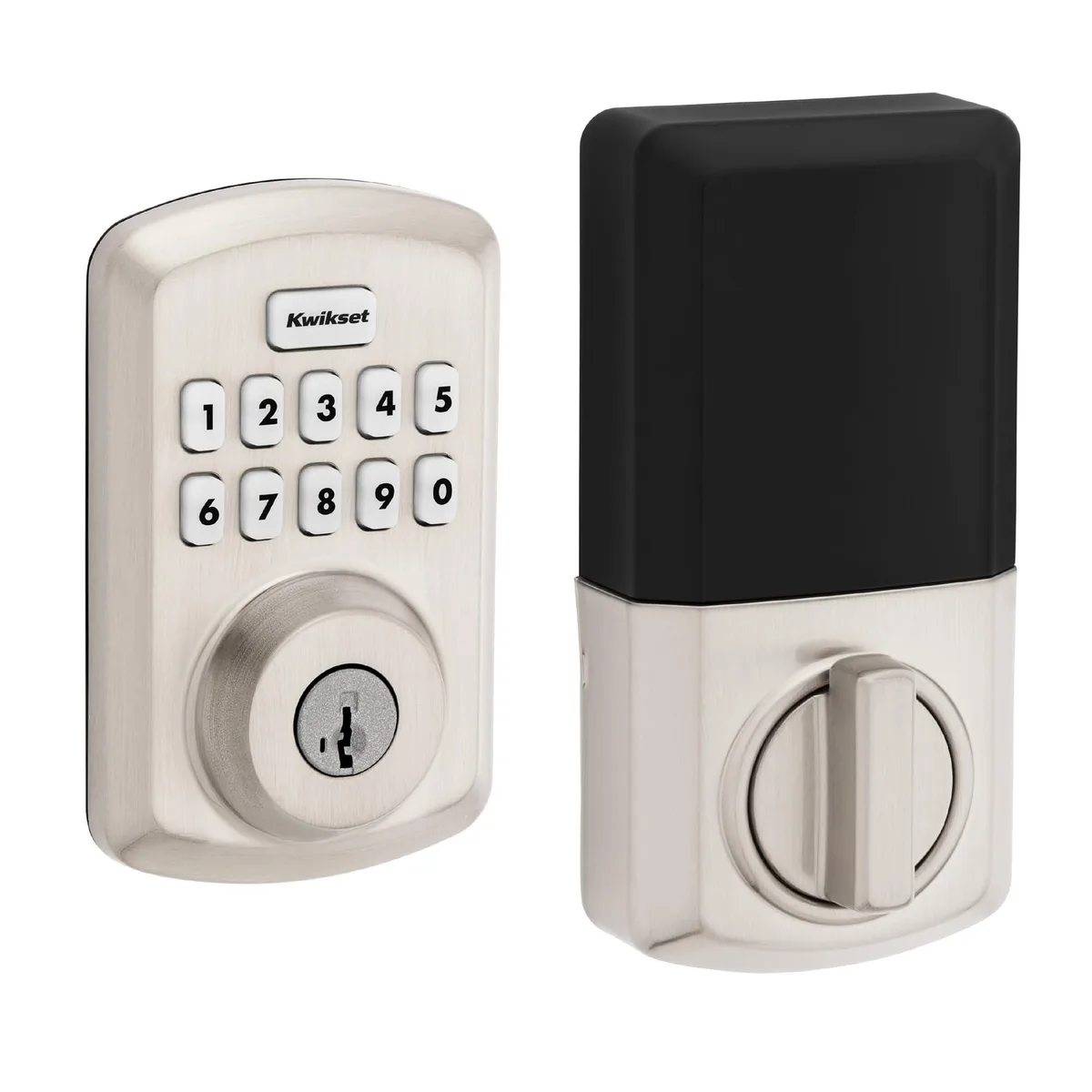 Kwikset Powerbolt 250 10-Button Keypad Satin Nickel Electronic Deadbolt — fotografia produktu