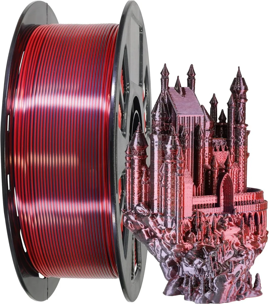 BFKK BFKK Silk PLA Shiny Red Black 2 Colors in 1 Coextrusion 3D Filament 1.75mm 1KG — foto del prodotto