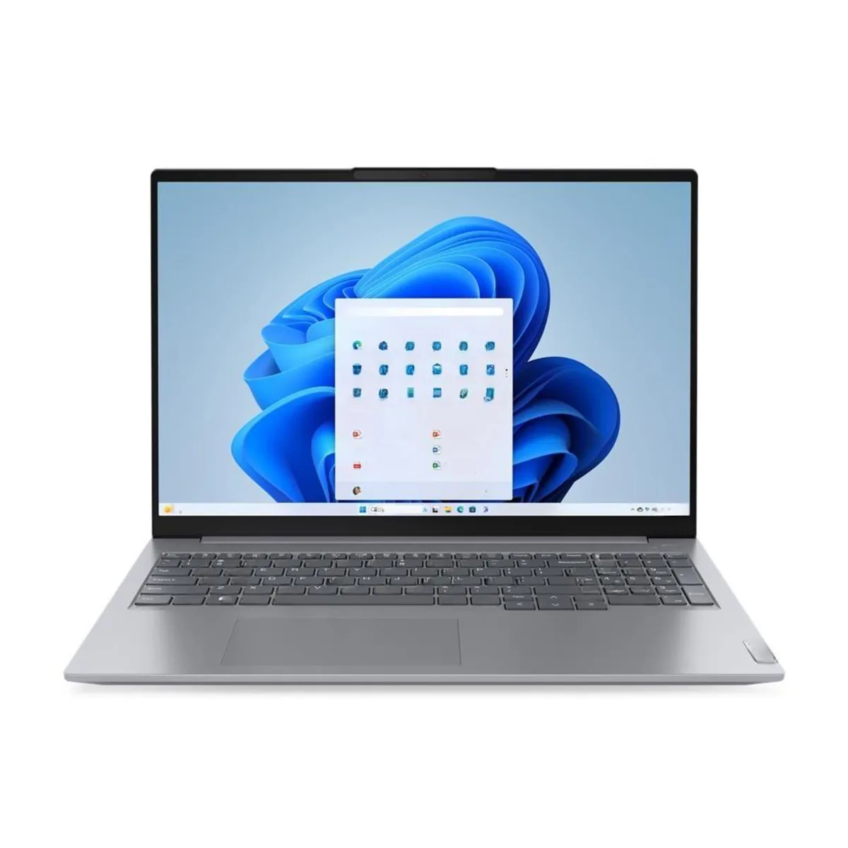 Silver 16 inch touchscreen laptop with integrated webcam