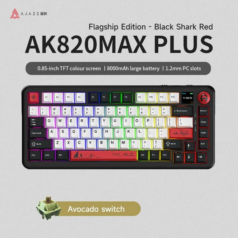 Ajazz Ajazz AK820 MAX PLUS 75% mechanical gaming keyboard Avocado Switch Black Red — product photo