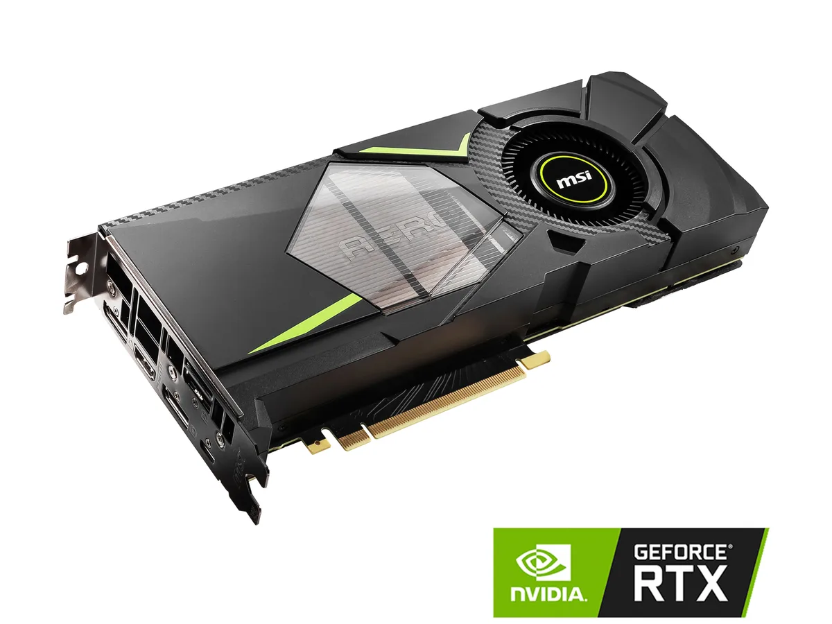 Black dual-fan graphics card with silver backplate, full-length PCIe form factor