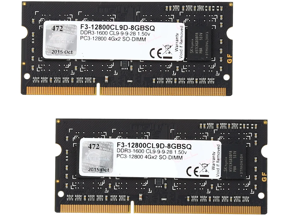G.SKILL G.SKILL F3-12800CL9D-8GBSQ 8GB (2 x 4GB) DDR3 1600 laptop RAM — ภาพสินค้า