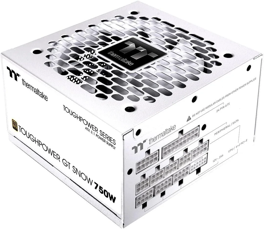 White fully modular ATX power supply with 120mm fan and native 12V-2x6 connector