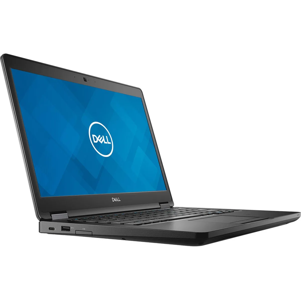 Dell Latitude 5480 laptop, dark grey chassis, 14 inch screen, keyboard and trackpad visible