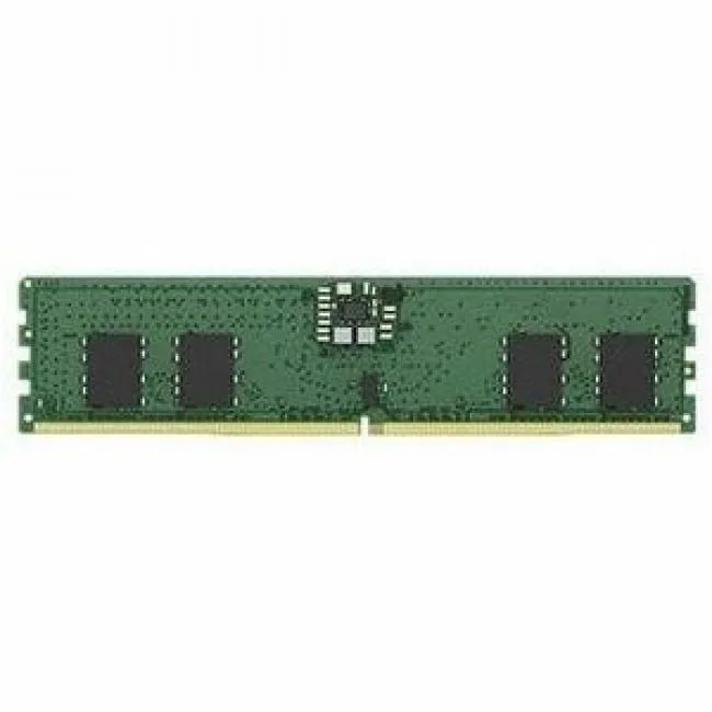 Green circuit board with black memory chips and gold edge connectors