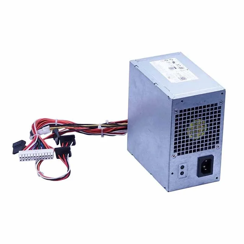 Rectangular silver ATX power supply unit with fan grille visible
