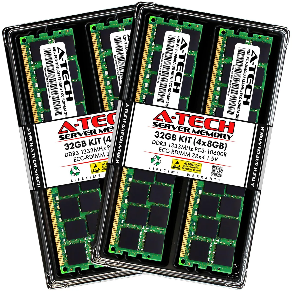 A-Tech A-Tech 32GB (4x8GB) DDR3 1333 ECC RDIMM 2Rx4 1.5V 240-Pin Server RAM — product photo