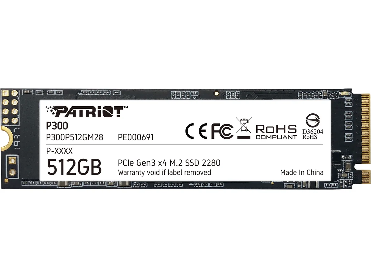 Patriot Memory Patriot Memory P300P512GM28 512GB M.2 2280 PCIe Gen3 x4 NVMe 1.3 internal SSD — product photo