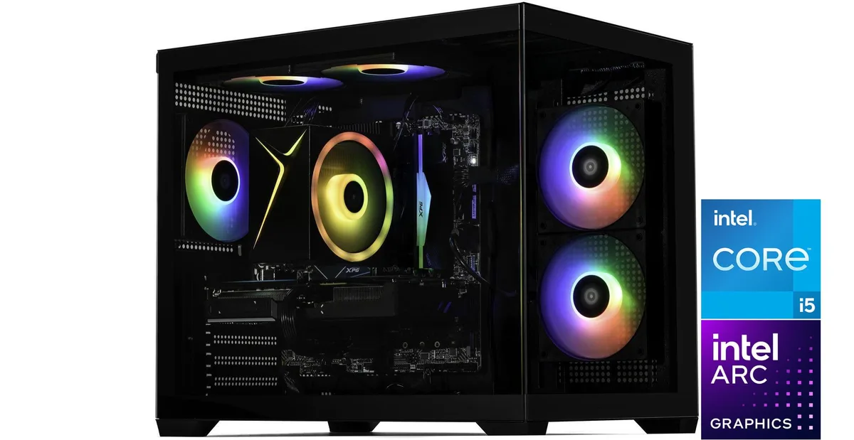 STORMCRAFT STORMCRAFT SI1440FBB-B58N1 gaming PC i5-14400F Arc B580 12GB 16GB DDR5 6000MHz 1TB NVMe 650W — product photo