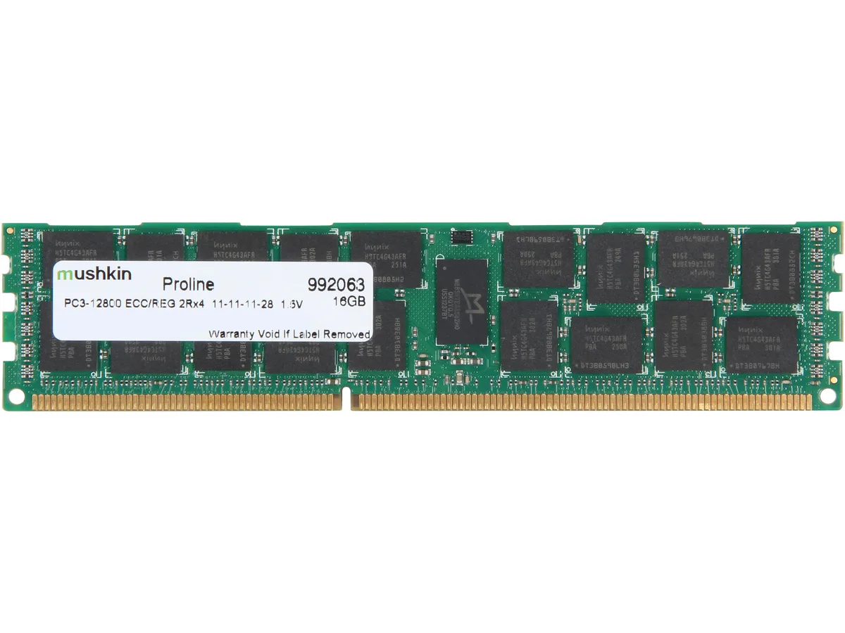 Green 240-pin DDR3 DIMM with black heatsink, gold contacts, registered ECC server memory