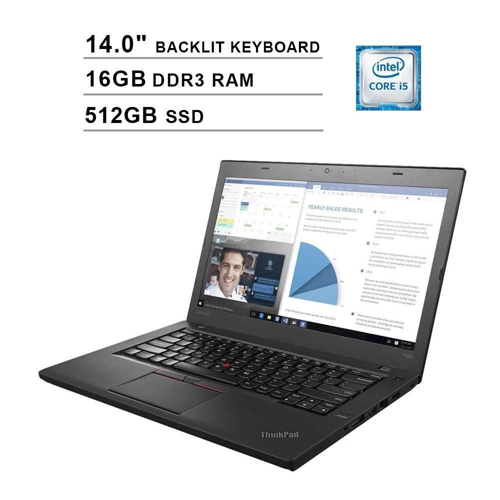 Black Lenovo ThinkPad T460 14 inch laptop closed on white background