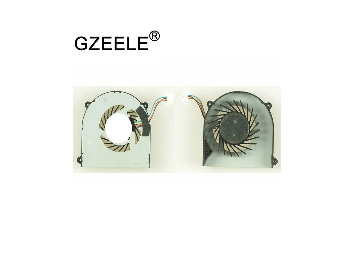 Small black laptop CPU cooling fan with plastic housing and wire connector