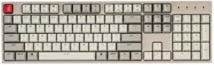 Full-size mechanical keyboard with retro colour keycaps and braided USB-C cable