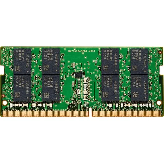 Green circuit board with black chips, gold edge connector
