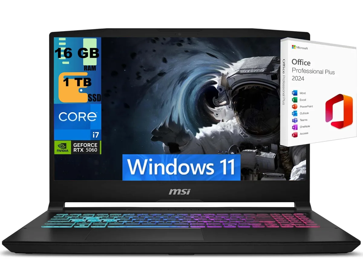 Black 15.6 inch gaming laptop with RGB keyboard and matte finish