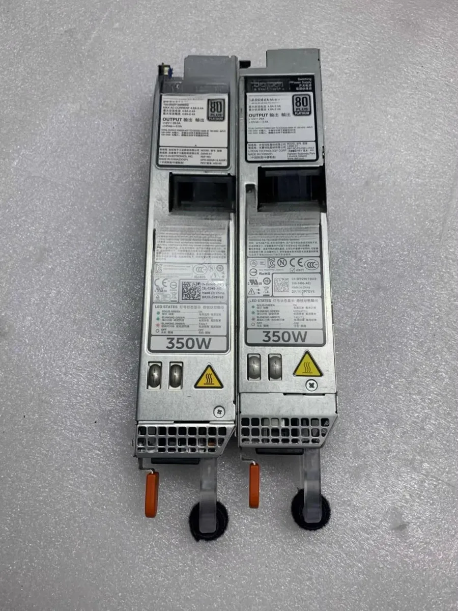 Rectangular silver ATX power supply unit with rear fan grille and side label
