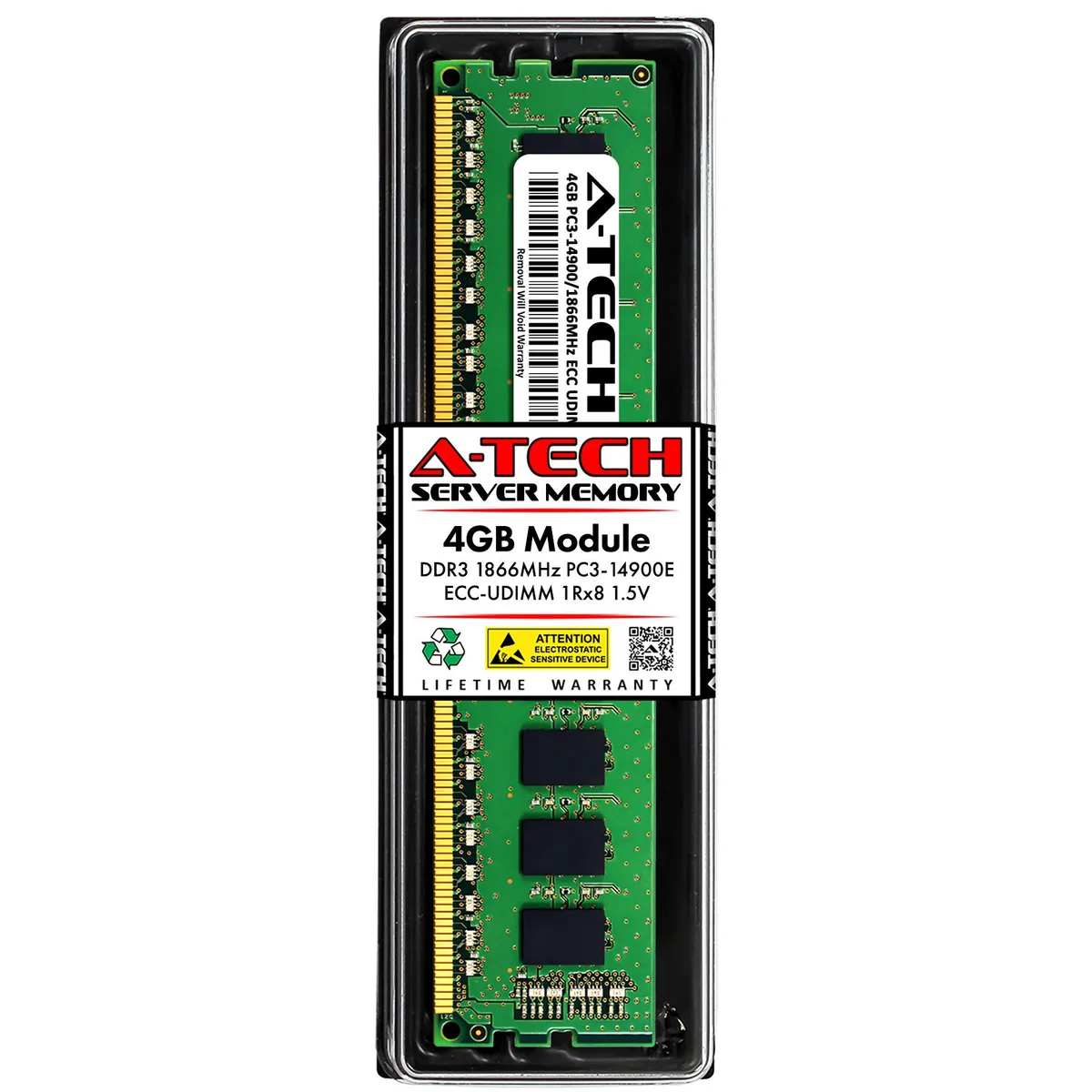 A-Tech A-Tech 4GB DDR3 1866 ECC UDIMM 1Rx8 1.5V CL13 240-Pin Server RAM — photo du produit