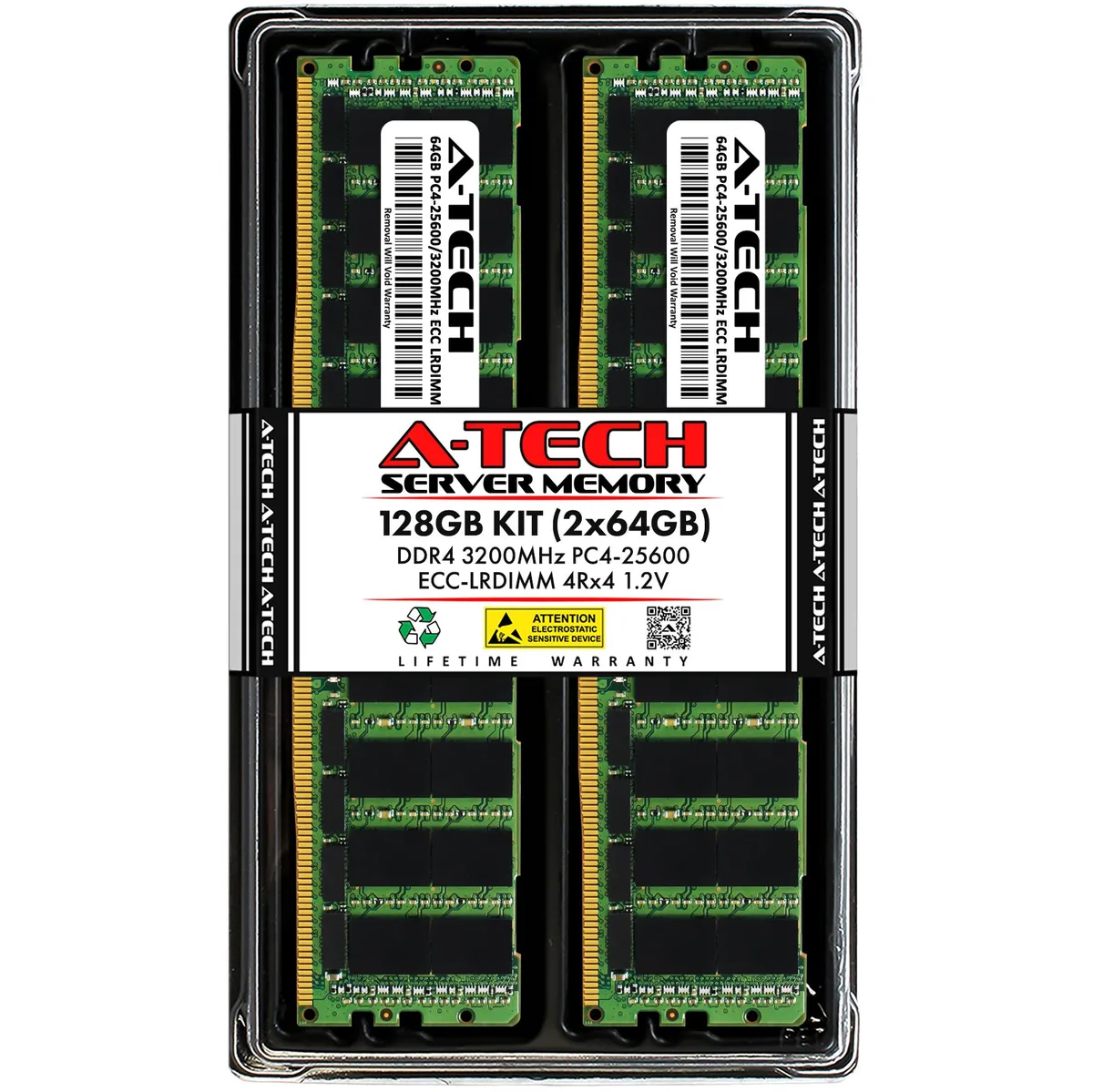 A-Tech A-Tech 128GB (2x64GB) DDR4 3200 ECC LRDIMM 4Rx4 server RAM — product photo