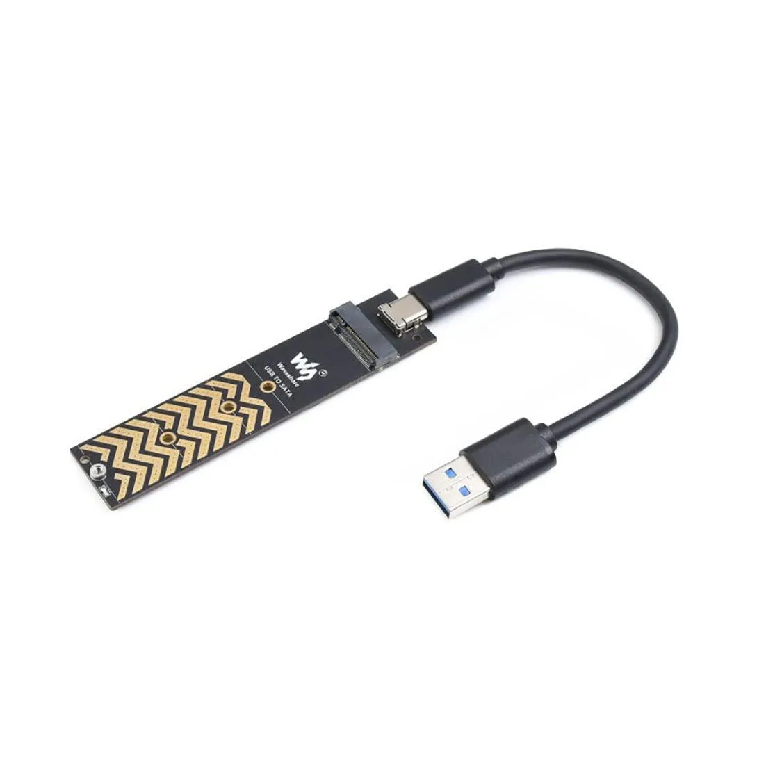 Compact USB-C adapter board with gold-finish M.2 slot for 2230 2242 2260 2280 SSDs