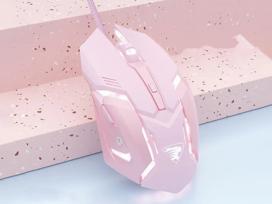 Corn Electronics Corn Electronics C6 Ergonomic 3200 DPI USB Wired Gaming Mouse Pink — foto produk