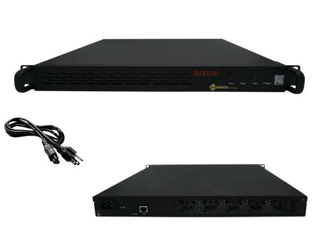 Silver 1U rack server, 450 by 44 by 462 mm, front panel with status lights