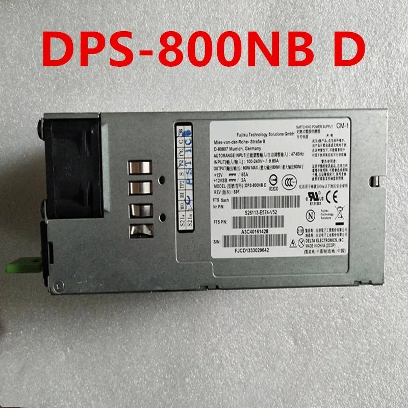 Silver rectangular ATX power supply unit with ventilation grille and label showing 800W