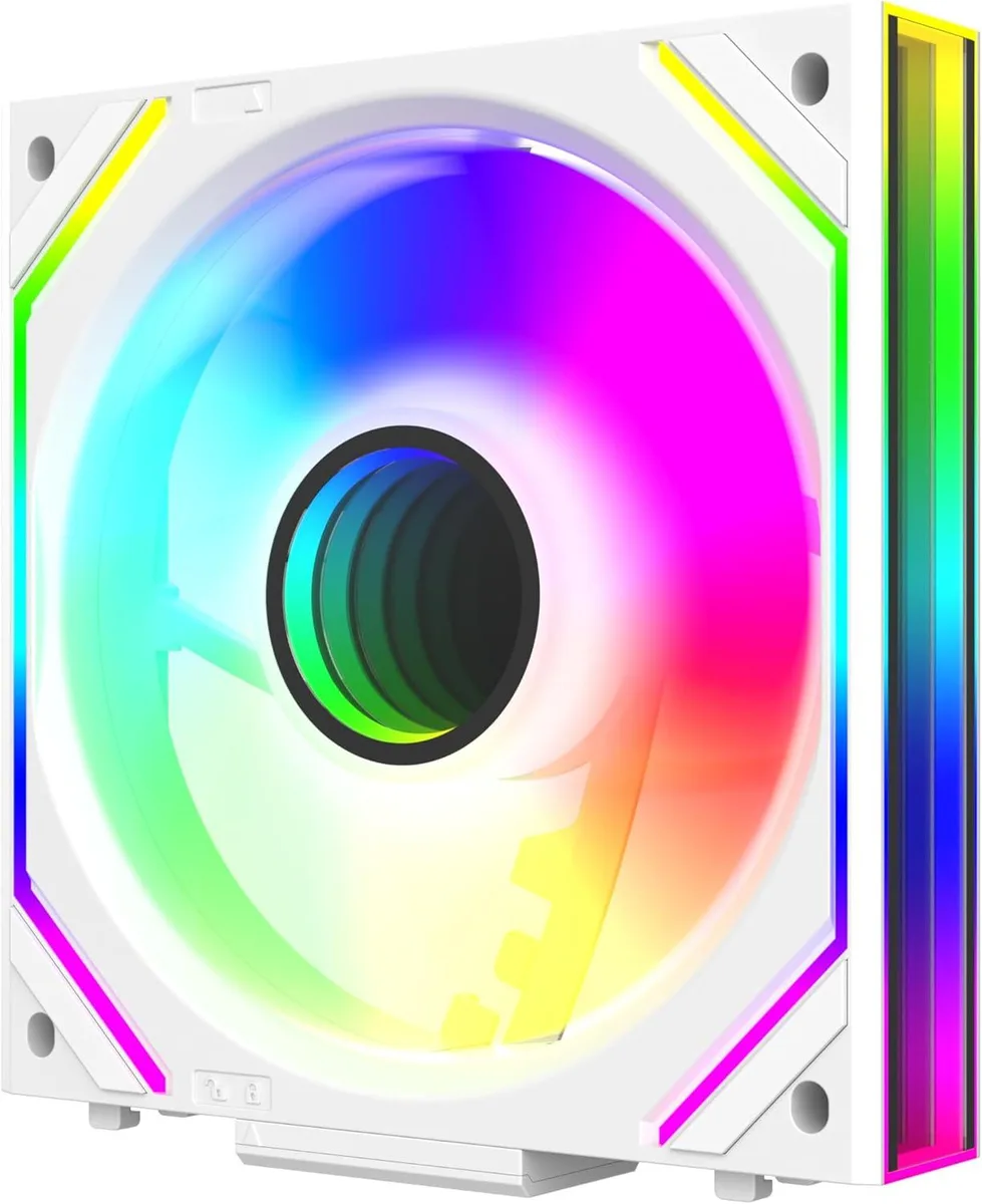 BFKK BFKK 120mm UNI Fan Infinity Mirror ARGB Daisy-Chain Single White 68 CFM — product photo