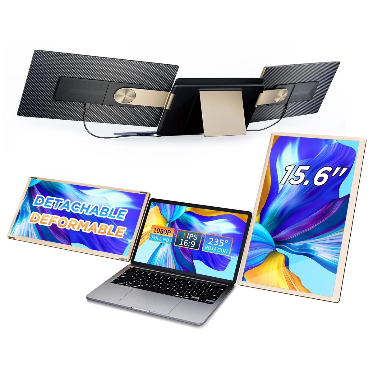 Laptomo Laptomo 15.6" FHD Portable Triple Monitor 1080p 60Hz 120% sRGB 235° Rotation — termékfotó