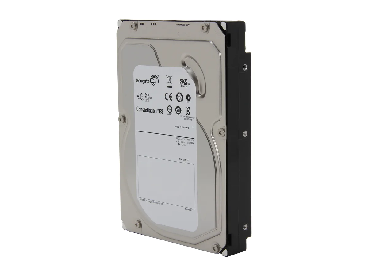 Silver 3.5 inch bare enterprise SAS hard drive with label