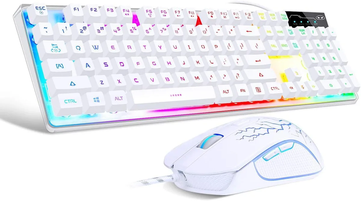 BFKK BFKK K1 Gaming Keyboard and Mouse Combo White 104 Keys — photo du produit