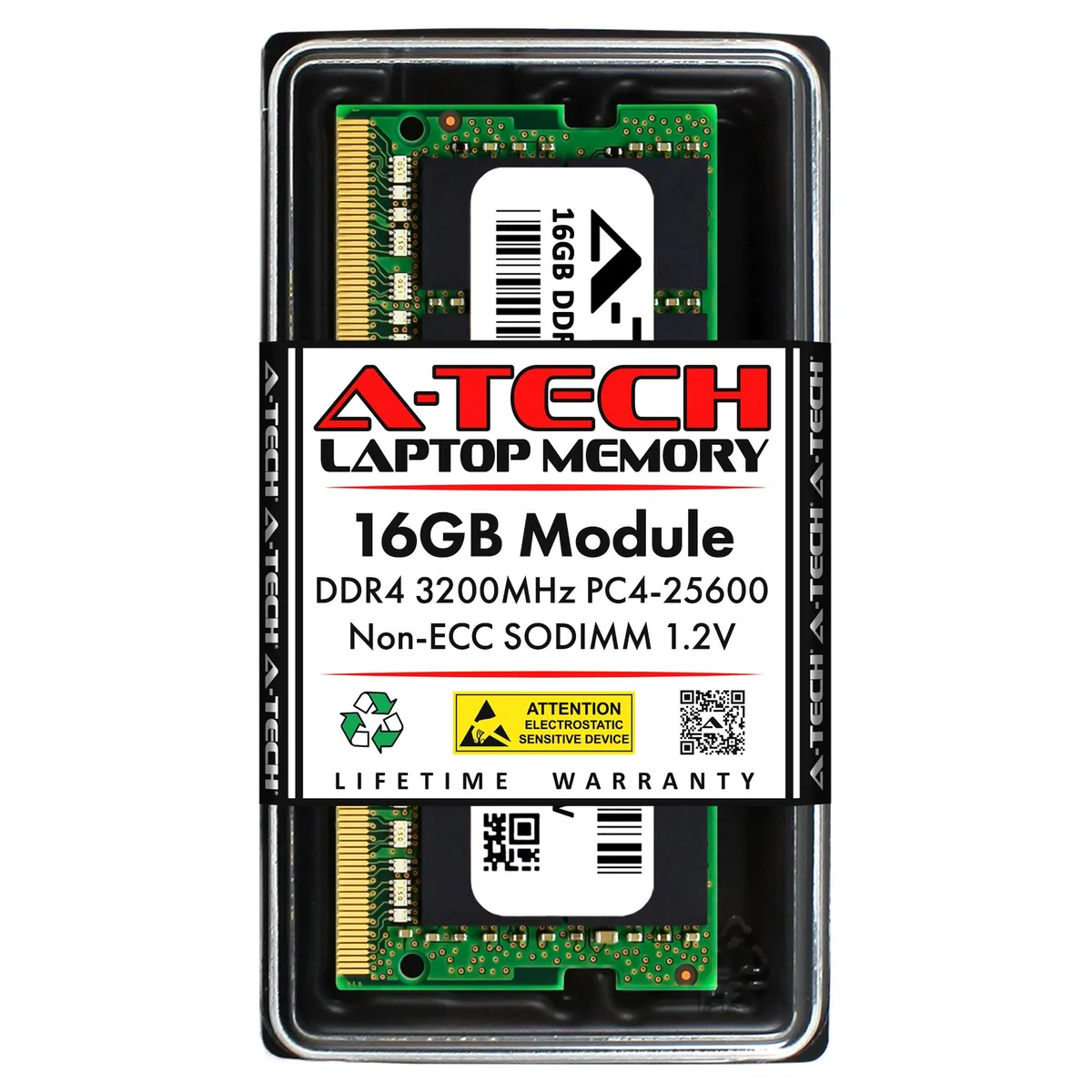 A-Tech A-Tech 16GB DDR4 3200MHz CL22 1.2V 260-pin SODIMM laptop RAM for Crucial CT2K16G4SFRA32A — 商品写真