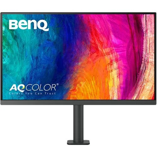 27 inch black IPS monitor on height adjustable stand