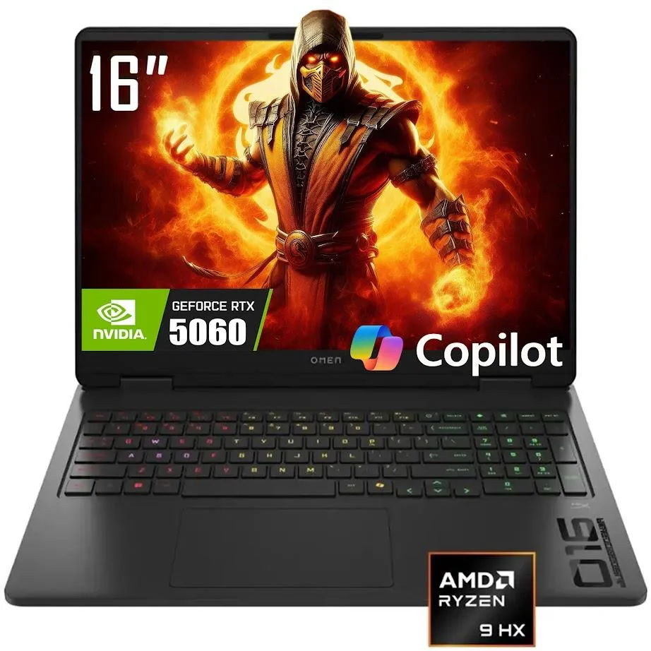 HP HP OMEN 16" gaming laptop AMD Ryzen 9 8940HX RTX 5060 32GB 1TB Black — product photo