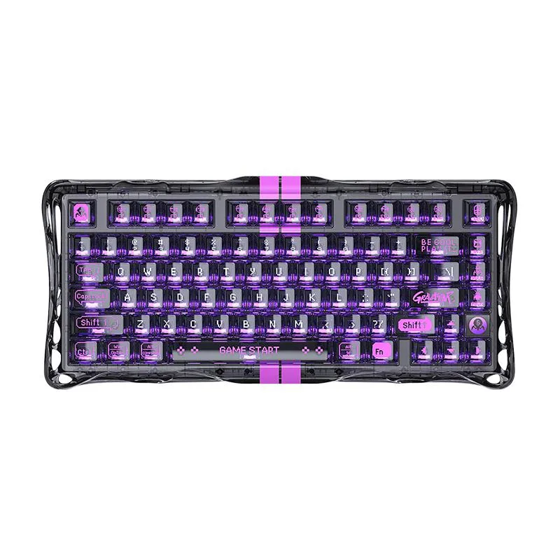 Transparent black gaming keyboard with 79 keys and full plastic build