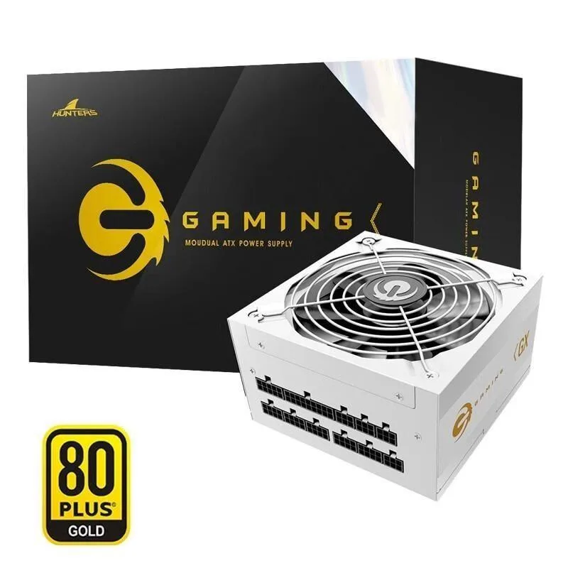 White ATX power supply unit, fully modular, 140 mm fan, compact 150 mm depth