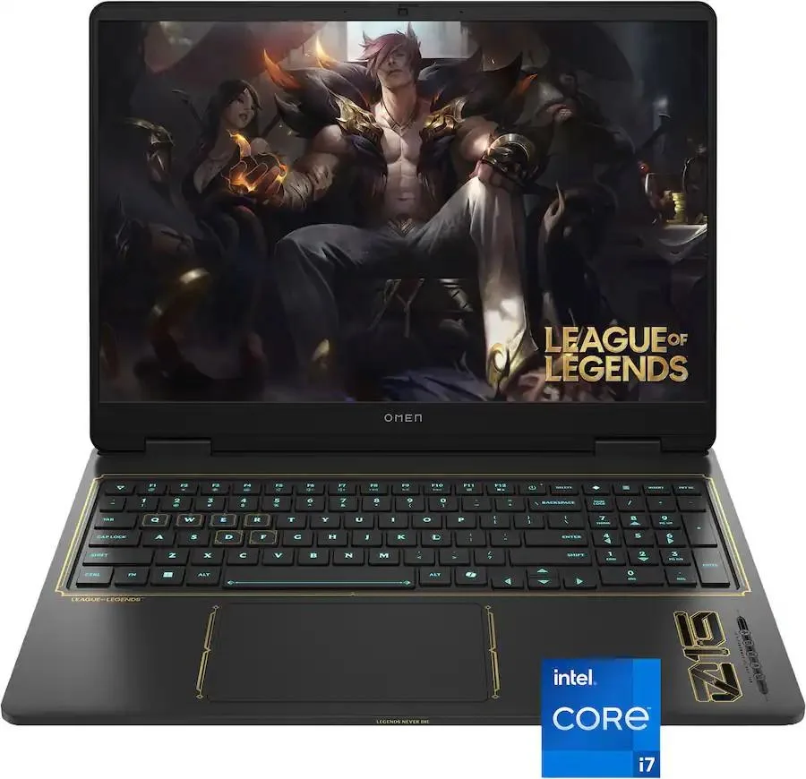 Shadow Black 16 inch gaming laptop with 165Hz IPS display and League of Legends branding