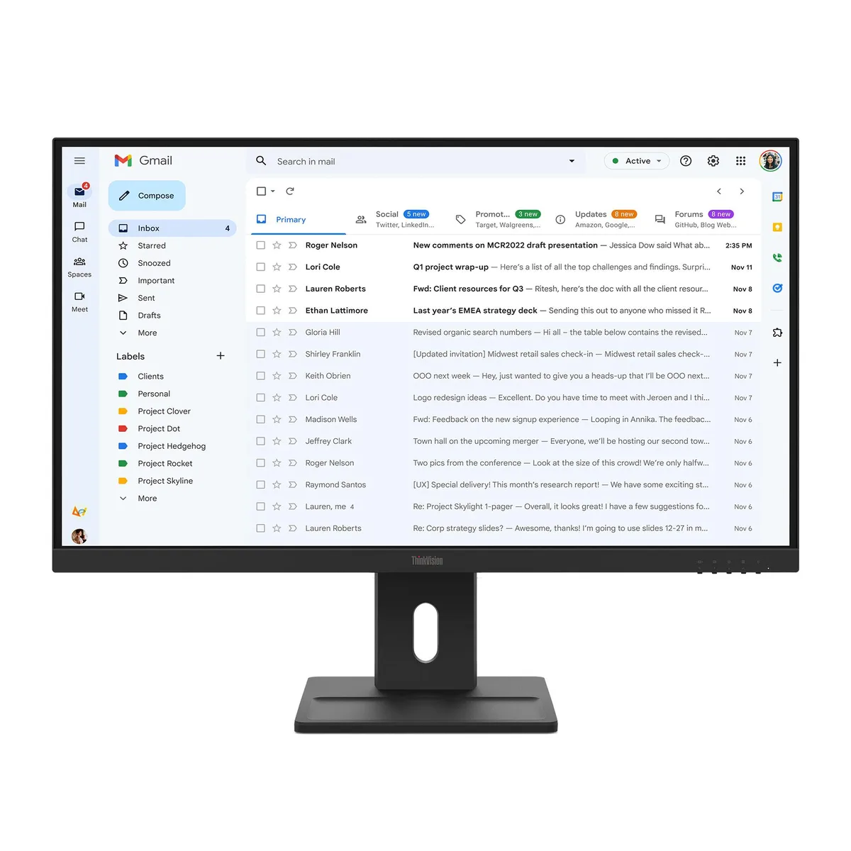 Lenovo Lenovo ThinkVision 64BCMAR4UZ 27 inch 100Hz monitor — Produktfoto
