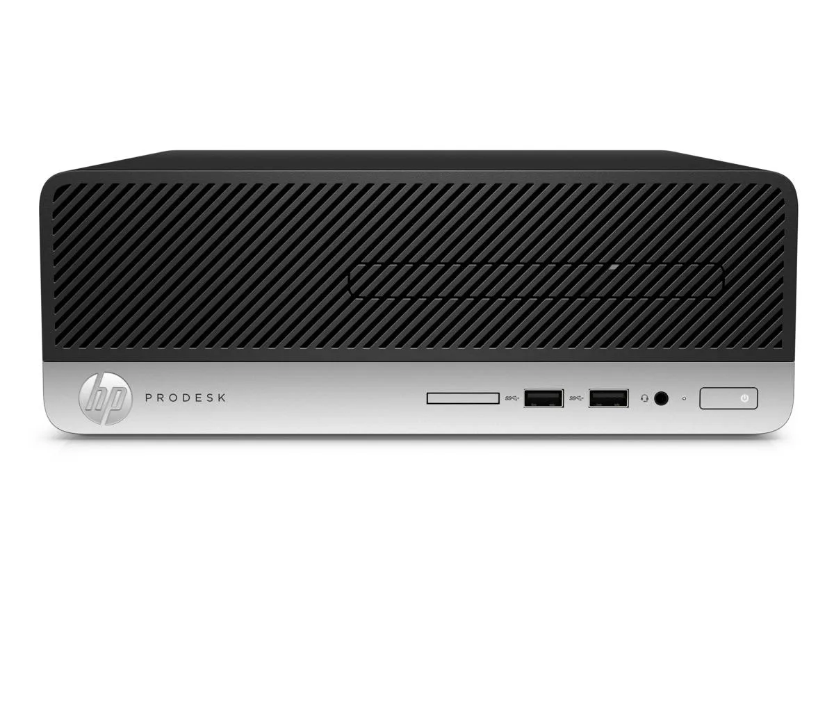 Compact silver SFF desktop tower, new condition