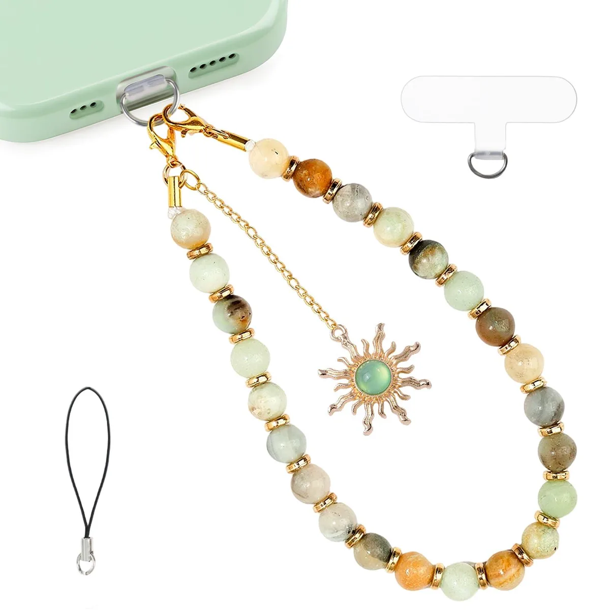 LuneClat Natural Stone Golden Sun Beaded Bracelet Amazonite — product photo