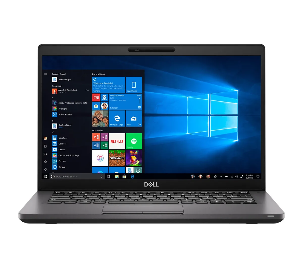 Gray Dell Latitude 5400 laptop, 14 inch non-touch screen, slim profile