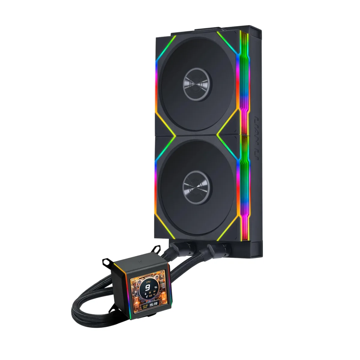 Lian Li Lian Li Galahad II LCD TL 280 mm liquid cooler 2.88" IPS 480 x 480 Black — Produktfoto